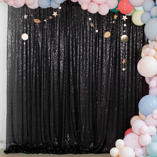 ShinyBeauty Sequin Backdrop- 5FTx10FT-Black-Sequin Photo Backdrop,Photo Booth Background,Sequence Christmas Backdrop Curtain