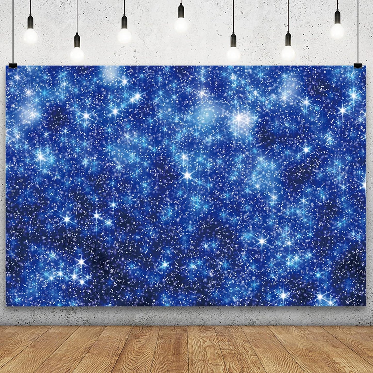 YongFoto Blue Glitter Backdrop 10x7ft Silver Light Spots Navy Blue Sequin Bokeh Photography Background Birthday Bridal Shower Wedding Photography Background Party Banner Decor Portraits Photoshoot