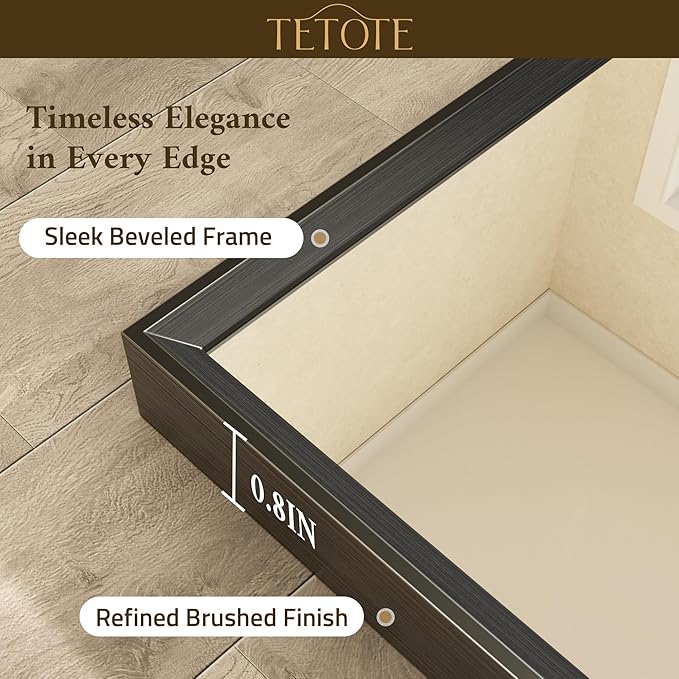 TETOTE Matte Black Beveled Framed Bathroom Mirror 72" x 36" Large Black Rectangle Metal Vanity Wall Mirror for Bathroom Sink, Modern Farmhouse, Tempered Glass, Shatterproof, Stronger Frame
