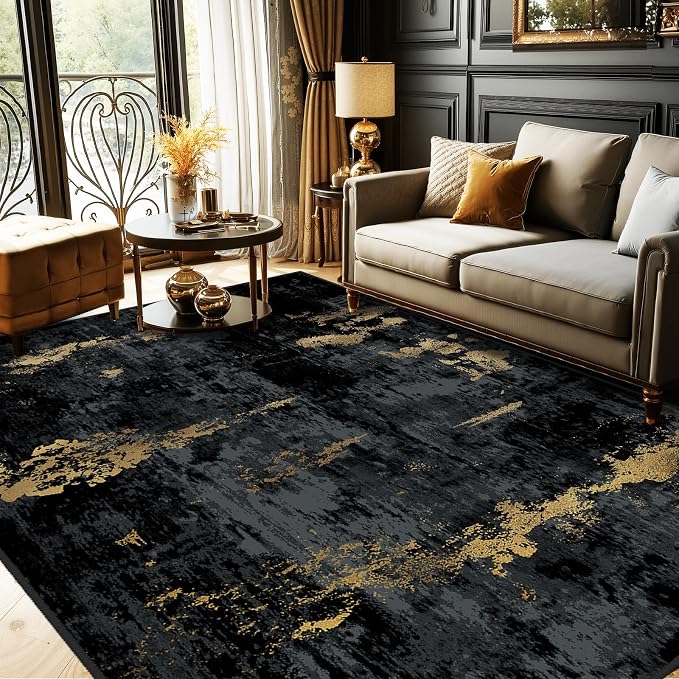 Washable Area Rugs 5'x8' Non-Slip Modern Abstract Soft by RELEANY