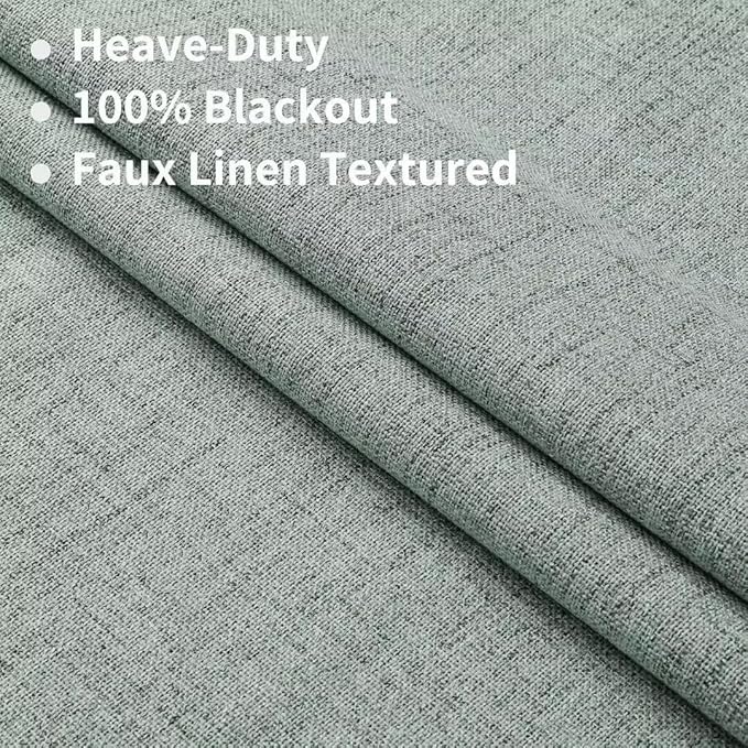Joydeco Natural Linen Curtains 108 inch Length 2 Panels Set Burg 100% Blackout Patio Door Curtain Room Darkening Sliding Door Curtains Thermal Insulated Back tab Rod Pocket(105x108 inch, Sage Green)