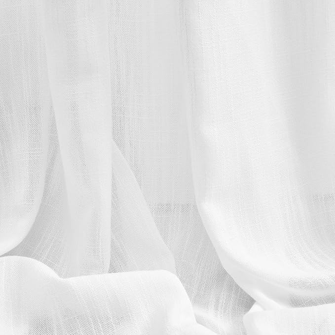 MYSKY HOME White Curtains 95 Inches Long Semi Sheer Drapes Light Filtering - Image 8