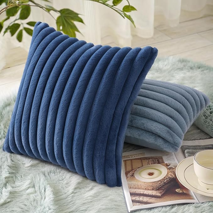 decorUhome Cozy Faux Fur Throw Pillow Covers 20x20 Set of 2 Decorative Soft - Image 4