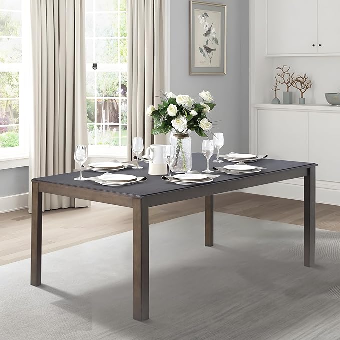COLAMY Rectangular Dining Table Set for 4, Wood Dining Table for 4 with Chairs, 60 Inch Dining Table and Chairs for Kitchen, Dining Room, Brown/Ivory