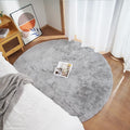 Ghouse Faux Rabbit Fur Round Rug 4ft Grey Round Rugs by Ghouse
