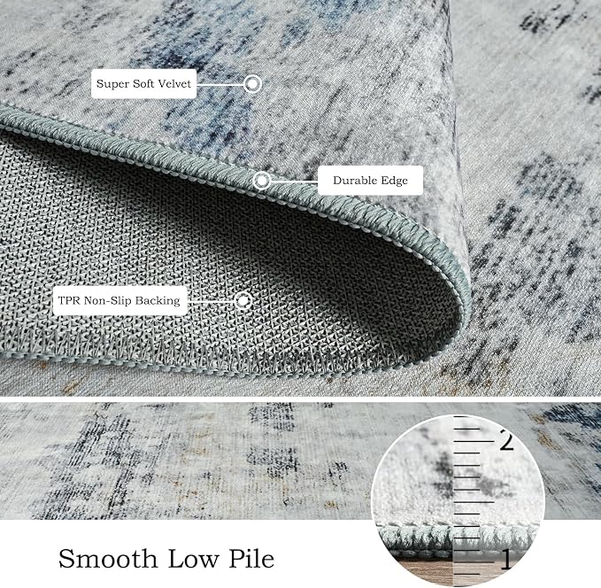 Toneed Abstract Area Rug 6x9 Modern Washable Rug Soft Non Slip Rug Low Pile - Image 6