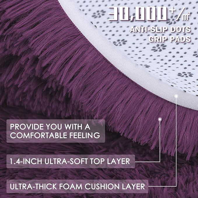 OLANLY 3x5 Machine Washable Small Bedside Rug, Soft Fluffy Shaggy Rugs - Image 8