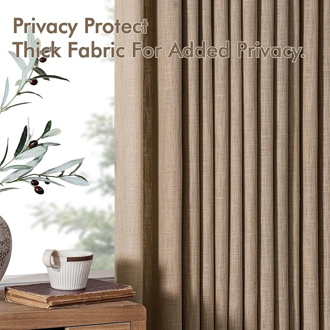 MIULEE Pinch Pleated Thick Linen Curtains 96 Inches Long 2 Panels - Image 7