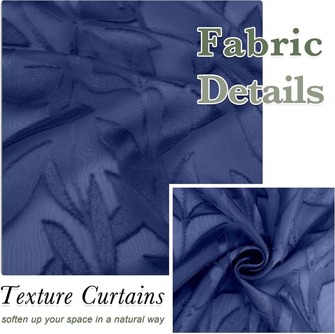 Lecloud Leia Dusty Blue Sheer Kitchen Curtains 36 Inch Length 2 Panels - Image 8