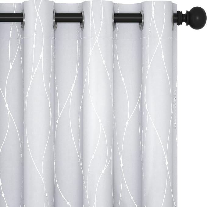 Deconovo Greyish White Curtains, Light Darkening Curtain, Thermal Insulated by Deconovo