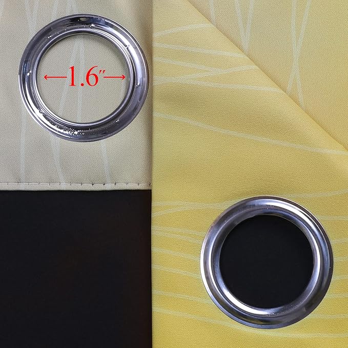 Estelar Textiler Yellow and Grey Blackout Curtains 102 Inch Length 2 Panels Set - Image 7