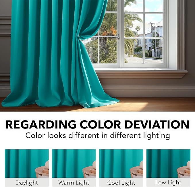 Deconovo Blackout Curtains, Thermal Insulated, W52 x L108 2 Panels, Back Tab - Image 6