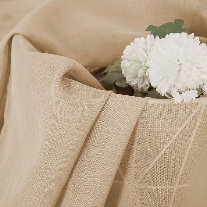 Tollpiz Short Sheer Curtains Living Room Linen Textured Curtain Sheers Light - Image 6
