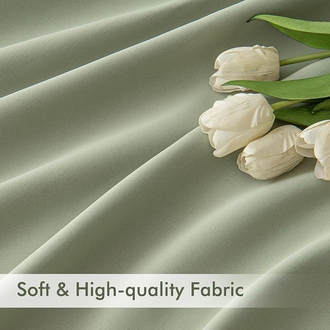 MIULEE Back Tab Sage Green Curtains 120 Inch Long 2 Panels Set - Image 6
