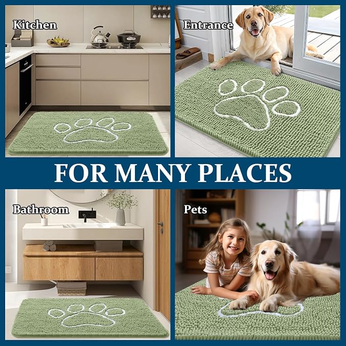 OLANLY Dog Door Mat for Muddy Paws 47x32, Paw Print Design, Absorbs Moisture - Image 8