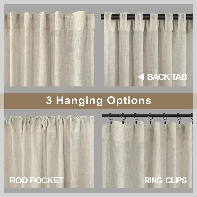 Pitalk Flax Linen Curtains 5 FT Wide by 84 Inches Long - Image 5