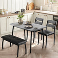 Dining Table Set for 4, Wooden Kitchen Table with Upholstered Bench & 2 Cushion Chairs, Space-Saving Dinette Set for Studio, Kitchen, Dining Room, Apartment(43''x28''x30''), Gray