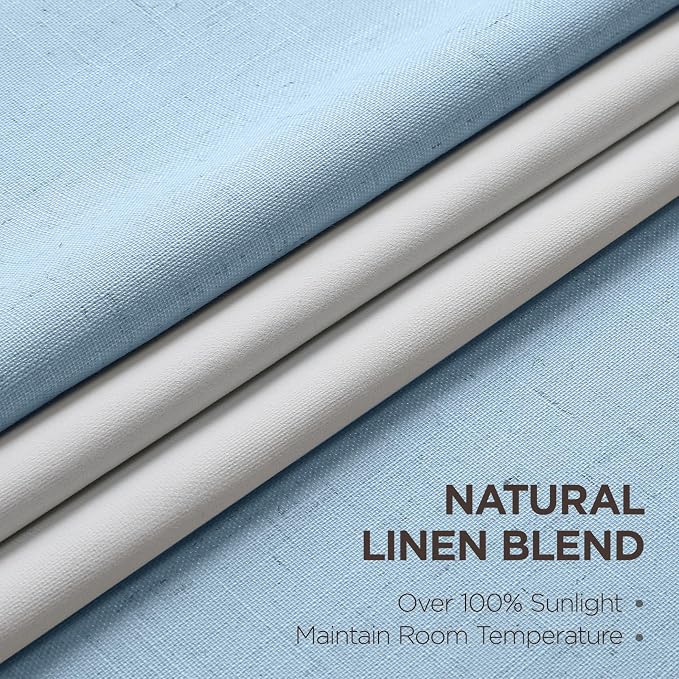 Joydeco Pleated Curtains for Living Room Bedroom, Linen Drapes 90 inch Length 2 - Image 2