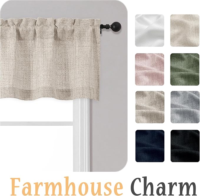 OWENIE Linen Valances for Windows 1 Pcs, Light Filtering Textured Farmhouse - Image 8