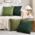 Fancy Homi Set of 4 Green Boho Decorative Throw Pillow Covers 16x16 Inch by Fancy+Homi