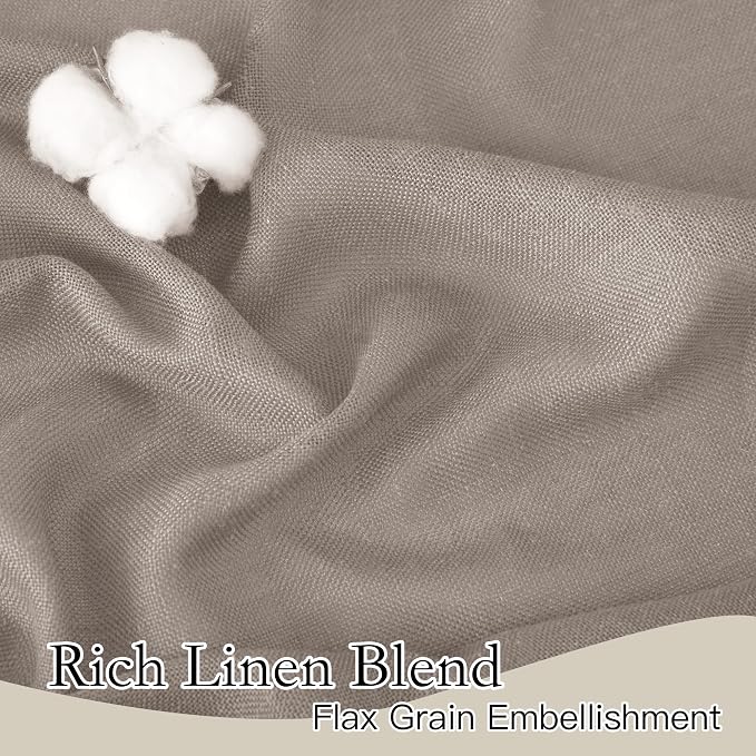 RYB HOME Linen Texture Sheer Curtains 90 inches, Rustic Style Solid Semi Sheer - Image 3