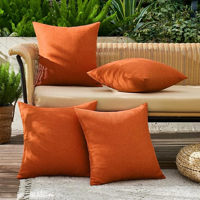 MIULEE Pack of 4 Decorative Throw Pillow Covers Outdoor Linen Waterproof Pillow - Image 2