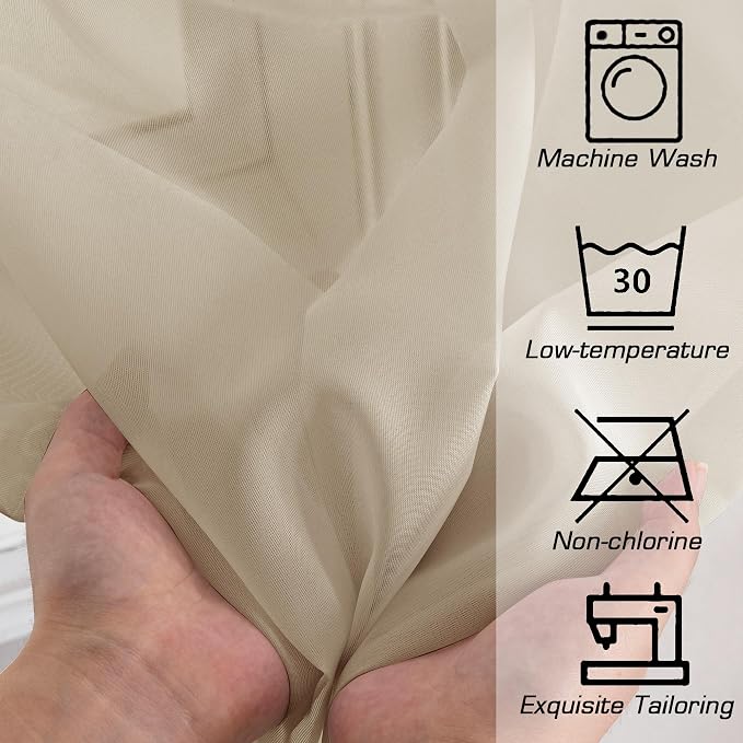 OWENIE Taupe Sheer Curtains 84 inches Long - Image 4