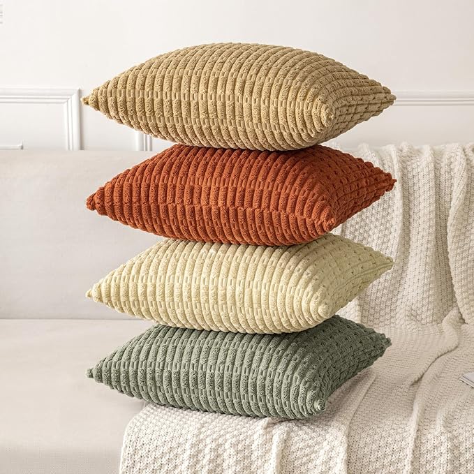 MIULEE Pack of 2 Corduroy Decorative Throw Pillow Covers 16x16 Inch Soft Boho - Image 8