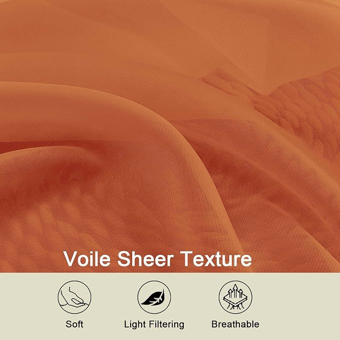 Cafe Curtains 36 Inch Length Tier 2 Pieces, Modern Soft Airy Sheer Kitchen - Image 3