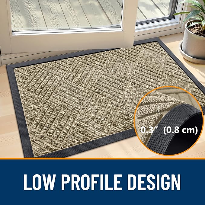 OLANLY Front Door Mat Outside Entrance 59x34, Heavy Duty Sturdy Natural Rubber - Image 4