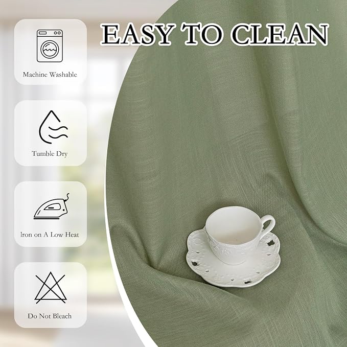 MYSKY HOME Sage Green Curtains for Beroom Liivng Room 84 Inch Length 2 Panels - Image 8