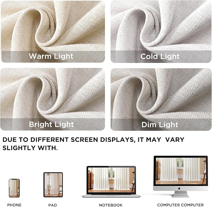 Joydeco Linen Curtains for Bedroom 63 Inch Length 2 Panels Set, 37 Inch Wide - Image 2