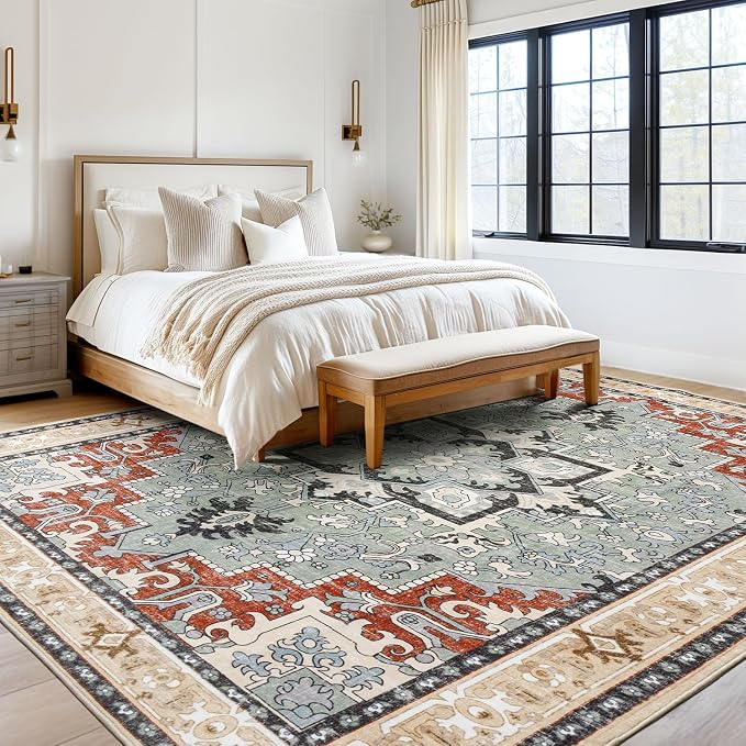 Lofus 6x9 Area Rugs for Living Room, Floral Washable Area Rug for Bedroom - Image 2