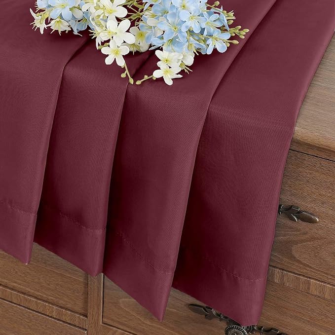 Burgundy Window Sheer Curtains 45 Inches Length, Voile Short Curtains - Image 8