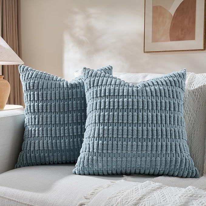 Fancy Homi 4 Packs Boho Light Blue Decorative Throw Pillow Covers 24x24 Inch - Image 5