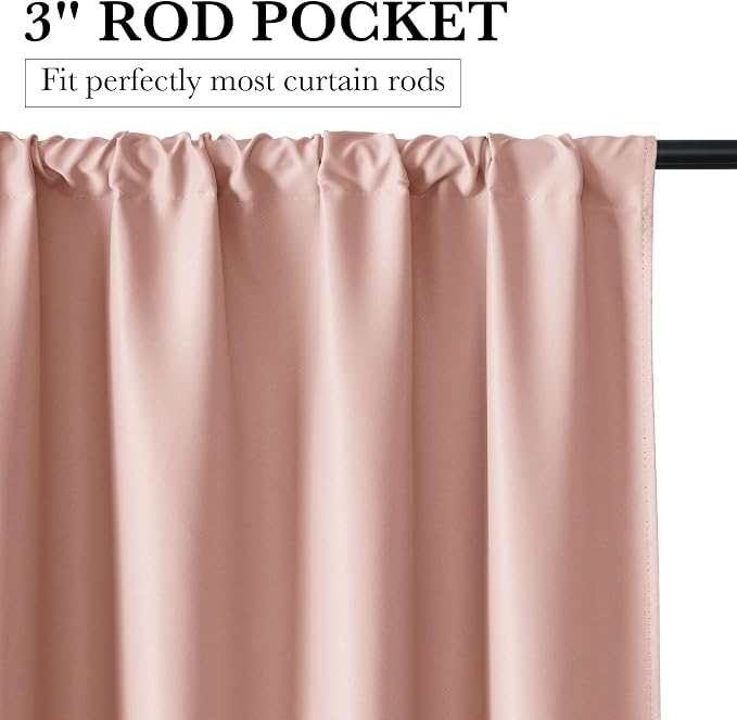 RYB HOME Bedroom Blackout Curtains 63 inches Long, 100% Blackout Thermal - Image 2