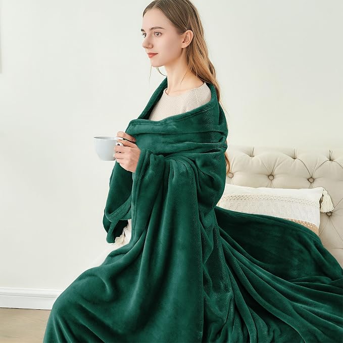 BEDELITE Fleece Blanket Twin Size Forest Green Throw Blankets - Image 4