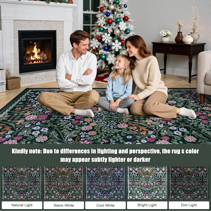 6x9 Area Rugs for Living Room: Floral Washable Rug Vintage Large Soft Boho - Image 9