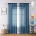 Lecloud Dusty Blue Sheer Curtains 84 Inches Long 2 Panels, Light Filtering by Lecloud