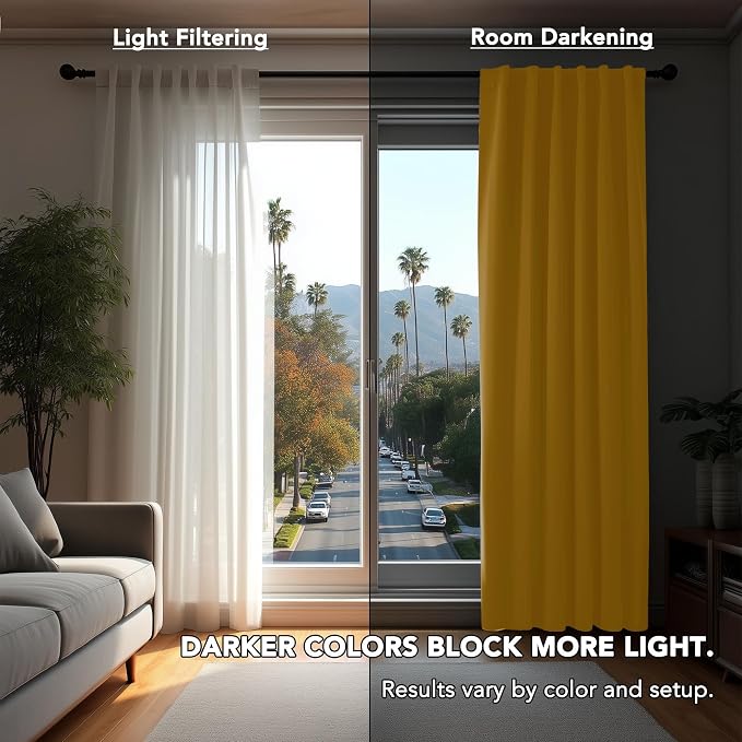 Deconovo Blackout Curtains, Thermal Insulated, W52 x L63 2 Panels, Back Tab - Image 3