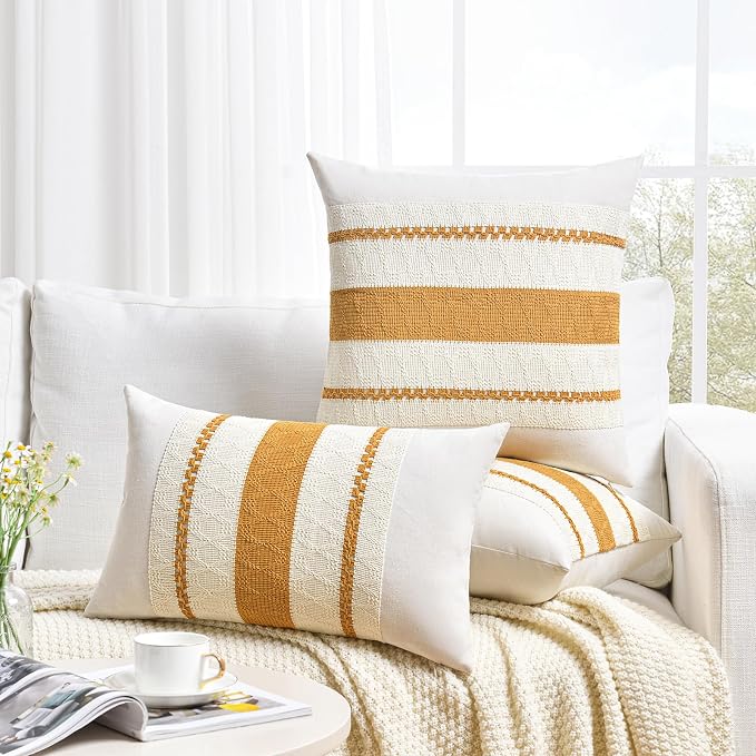 Fancy Homi Set of 1 Mustard Yellow Fall Decorative Throw Pillow Cover 20x20 Inch - Image 6