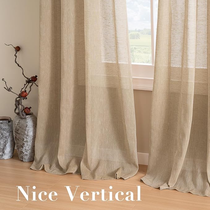 H.VERSAILTEX Linen Curtains Nickel Grommet Natural Linen Semi-Sheer Curtains 2 - Image 7