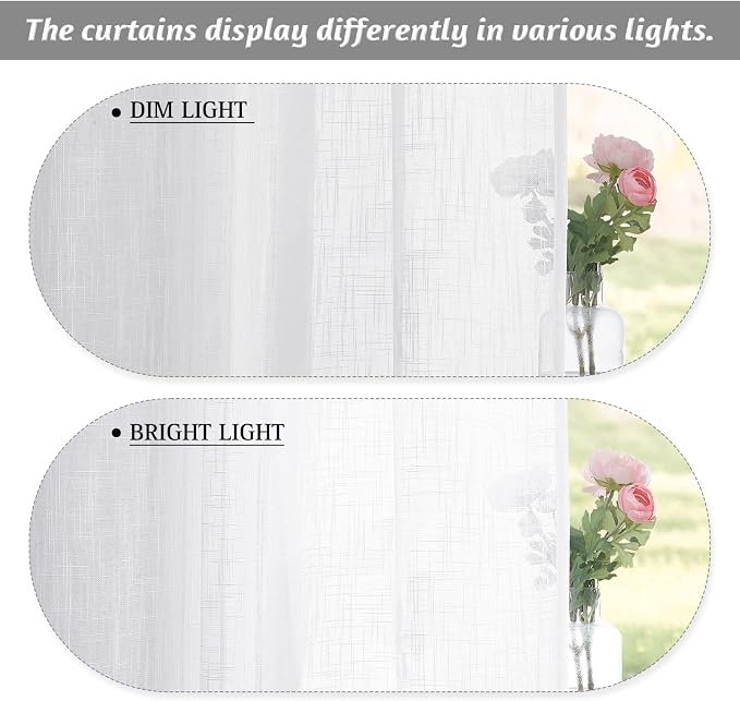 RYB HOME White Curtains Sheer - Image 2