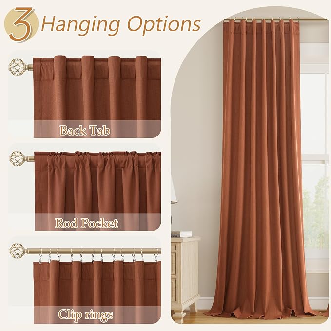 Guken Terracotta 100% Blackout Curtains 90 Inch Length 2 Panels Set Fall - Image 6