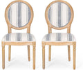 Christopher Knight Home Phinnaeus Dining Chair Set, Set of 2, Rubberwood, Dark Blue Line + Natural