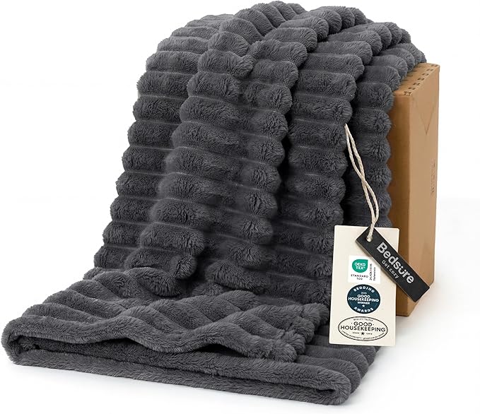 Bedsure GentleSoft Grey Twin Blanket by BEDSURE