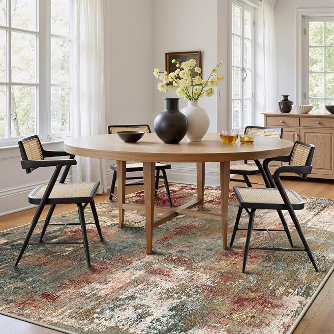 Washable Area Rugs Square 9ft Non-Slip Modern Abstract Soft - Image 8