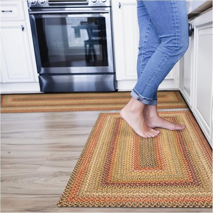 Kingston Jute Braided Rug 2x3' Multicolor – Braided Indoor Entryway Rug, Also Ideal to Use in Kitchen and Bathroom