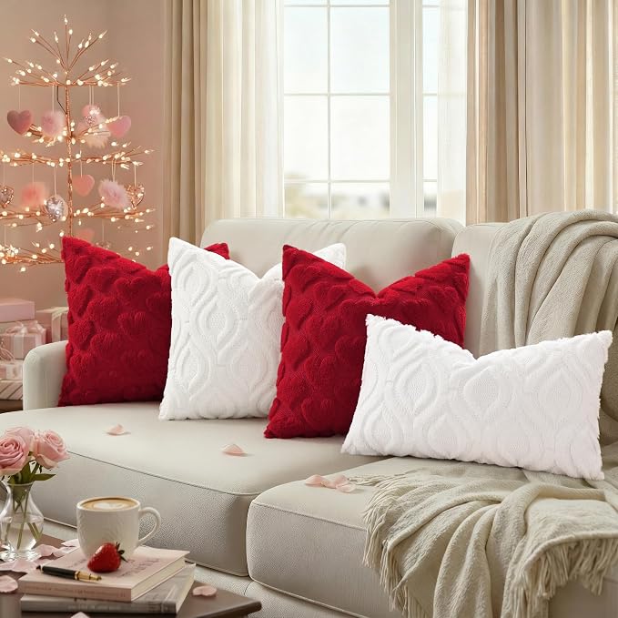 decorUhome Valentine’s Day Soft Plush Throw Pillow Covers 18x18 Inch Set of 2 - Image 2