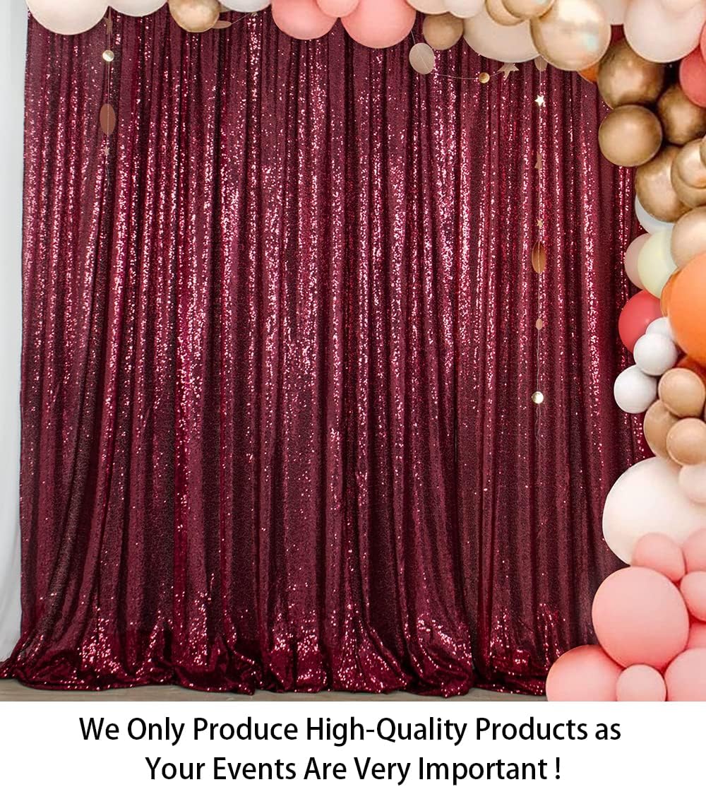 ShinyBeauty Sequin Backdrop-Curtain-5FTx10FT-Burgundy-Sequin Fabric Photo Booth Backdrops 10FT Glitter Curtains Happy Birthday Wine Photography Background